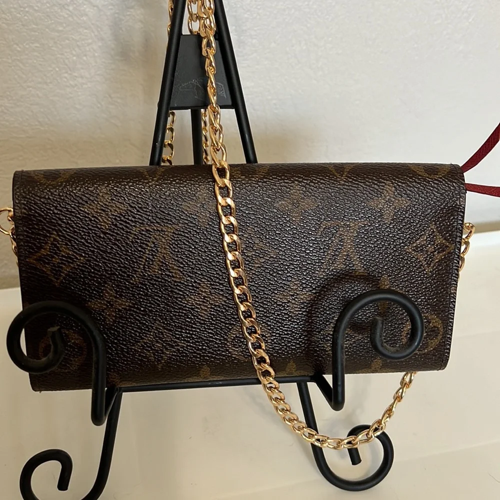 Louis Vuitton Brown Monogram Crossbody with Red Accent